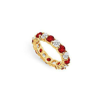 Diamond and Ruby Eternity Band : 18K Yellow Gold  4.00 CT TGW