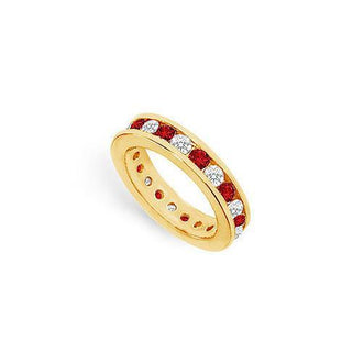 Diamond and Ruby Eternity Band : 18K Yellow Gold  2.00 CT TGW