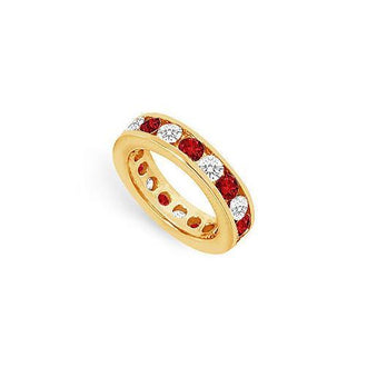 Diamond and Ruby Eternity Band : 18K Yellow Gold  3.00 CT TGW