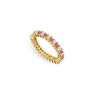 Diamond and Ruby Eternity Band : 18K Yellow Gold  2.00 CT TGW