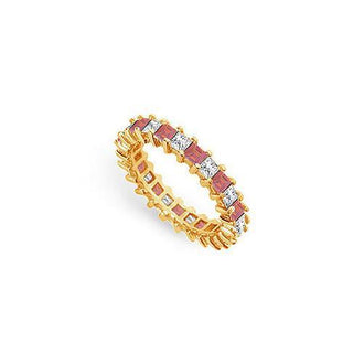 Diamond and Ruby Eternity Band : 18K Yellow Gold  3.00 CT TGW