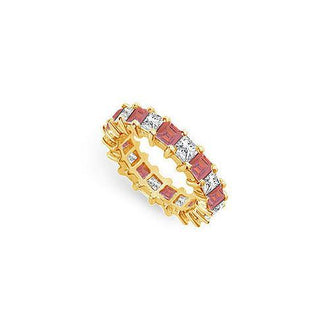 Diamond and Ruby Eternity Band : 18K Yellow Gold  4.00 CT TGW