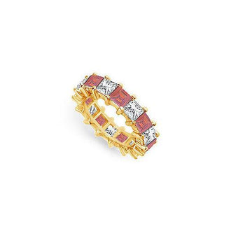 Diamond and Ruby Eternity Band : 18K Yellow Gold  5.00 CT TGW