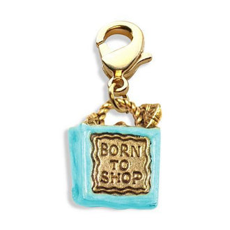 Born to Shop Bag Charm Dangle in Gold