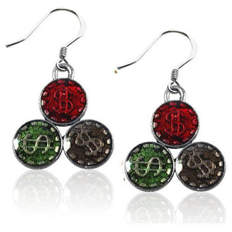 Casino Chips Charm Earrings in Silver