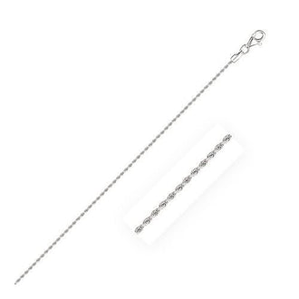 10k White Gold Solid Diamond Cut Rope Chain 1.5mm, size 18''