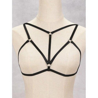 Harness Bra Bondage Hollowed Body Jewelry - Black