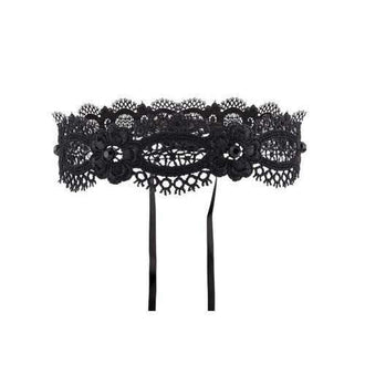 Floral Lace Choker Necklace - Black