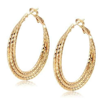 Carved Layered Hoop Earrings - Champagne