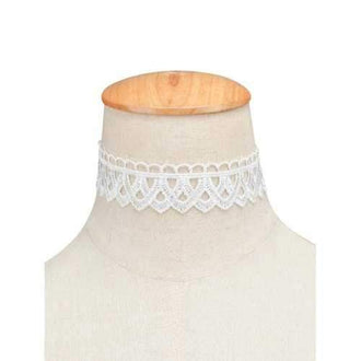 Vintage Lace Geometric Choker Necklace - White