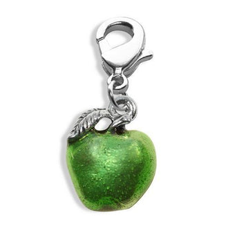 Green Apple Charm Dangle in Silver