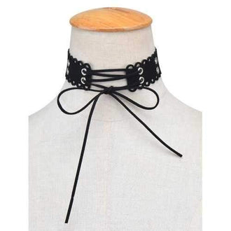 Bowknot Hollow Out Velvet Choker Necklace - Black