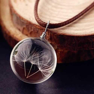 Glass Ball Dandelions Necklace - Transparent