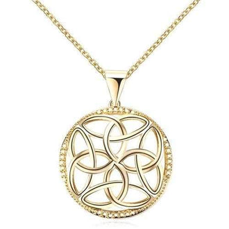 Round Hollow Out Pendant Necklace - Golden