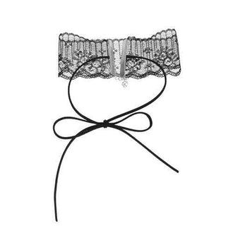 Adjustable Lace Bowknot Choker Necklace - Black