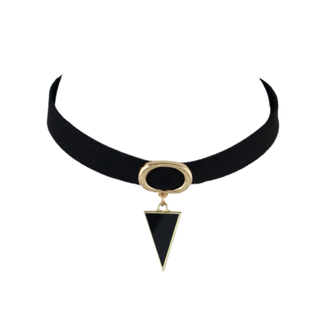 Triangle Fake Gem Choker Necklace - Black