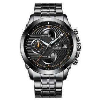 Cadisen Hot Men Watches Top Brand Luxury Sport Fashion Casual Watch Quartz Stainless Steel Waterproof Wristwatch - Black Steel Band