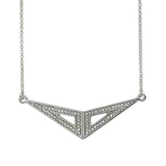 Rhinestone Geometric Triangle Collarbone Necklace - Silver