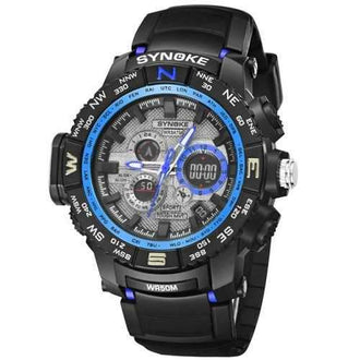 SYNOKE 4724 Casual Fashion Luminous Alarm Clock Calendar Men Watch with Box - Blue