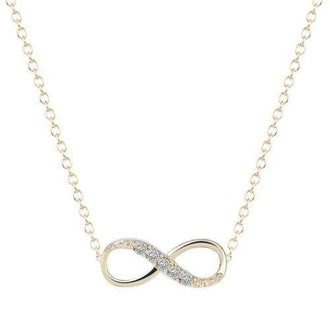 Tiny Infinity Crystal Pendant Necklaces for Women Choker Geometric Long Chain Necklace - Golden