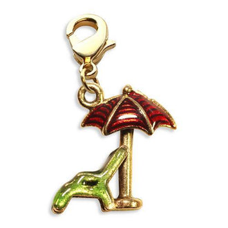 Beach Chair with Umbrella Charm Dangle in Gold