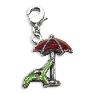 Beach Chair with Umbrella Charm Dangle in Silver