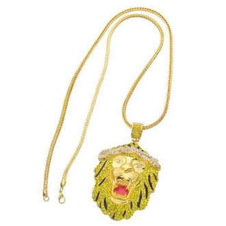 New Trend Lion Head Pendant Hip Hop Necklace - Gold