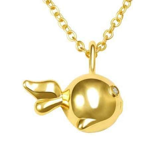 VEECANS 18K Gold Plated 925 Sterling Silver Fish Crystals Pendant Necklace for Women Girls - Gold