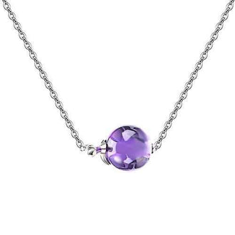 925 Sterling Silver Amethyst Apple Plating Platinum Pendant Necklace - Violet