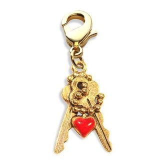 Keys with Heart Charm Dangle in Gold