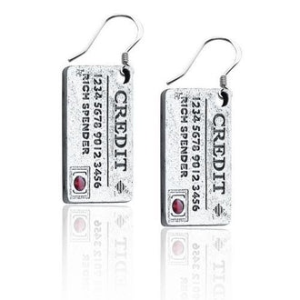 Credit Card Charm Earrings in Silver