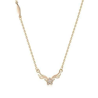 Rhinestone Flower Deer Antlers Collarbone Necklace - Golden