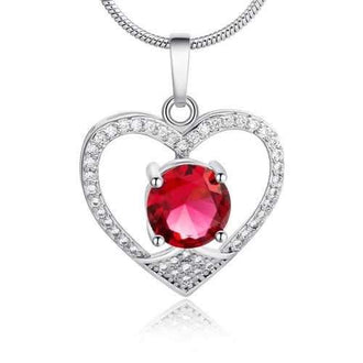 Fake Diamond Hollow Out Heart Pendant Necklace - Silver