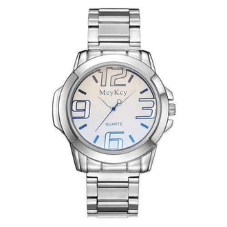 Alloy Strap Number Analog Watch - White