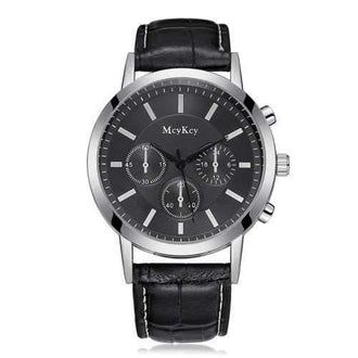 Faux Leather Strap Formal Quartz Watch - Black