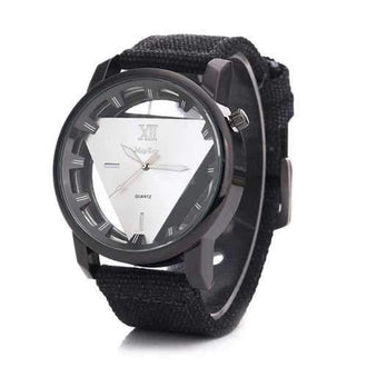 Canvas Strap Hollow Out Triangle Shape Watch - White