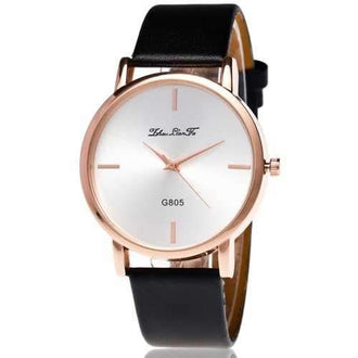 ZhouLianFa New Casual Fashion Luxury Glossy Leather Quartz Watch - Black