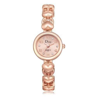 Heart Alloy Strap Number Quartz Watch - Rose Gold