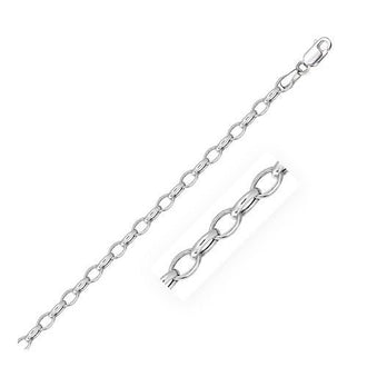 4.6mm 14k White Gold Oval Rolo Chain, size 18''