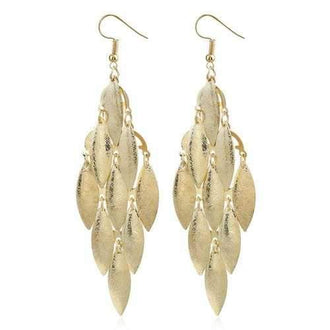 Polishing Layered Leaf Drop Earrings - Golden