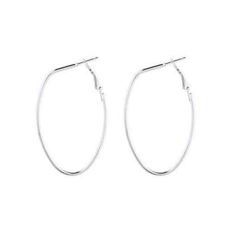 Vintage Metal Round Shaped Hoop Earrings - Silver