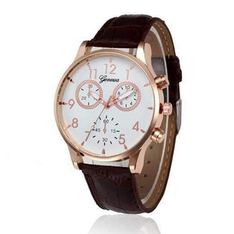 Women'S Watch Pointed Display All Match Casual Retro Style Watch Accessory - Brown Leather Band+white Dial