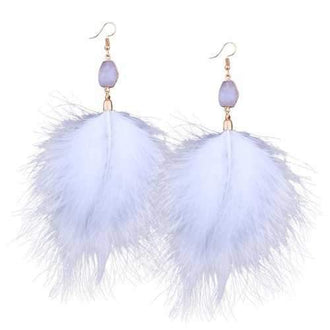 Personality Feather Long Ladies Tassel Earrings - White