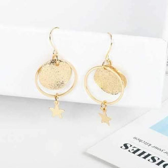 Fashion Ladies Frosted Stars Earrings - Golden