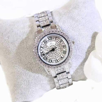 New Fashion Gold Silver Women Rhinestone Quartz  Relogio Feminino The Women Wrist Fashion Watch - Silver