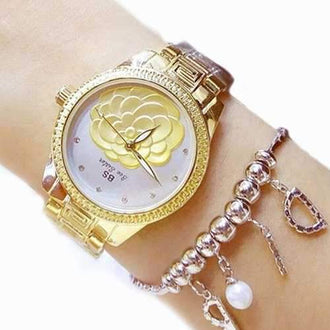  Women Fashion Luxury Sister Brand Ladies Quartz Wrist Dress Wrist Watches Girl Gift - Golden