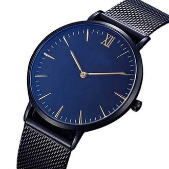 Men Classic Gold Geneva Quartz Stainless Steel Wrist Luxury Roman Numerals Watch - Multi-a