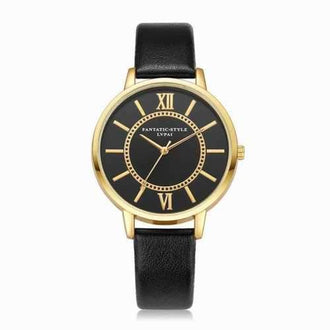 Lvpai P094-G Women Fashion Black Dial Leather Band Wrist Watches - Black