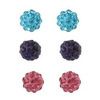 Rhinestone Inlaid Ball Shape Stud Earrings Set