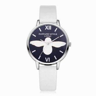 Lvpai P229-S Women Unique Leather Band Analog Quartz Watch - White